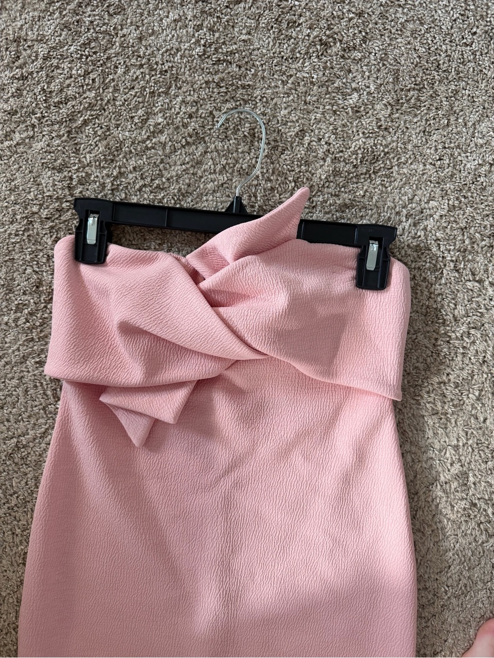 Topshop Textured Pink Strapless Midi Dress - Picture 4 of 5